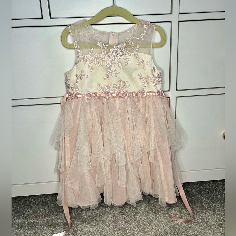 Rare Editions Pink Ruffled Toddler Flower Girl Dress 3T